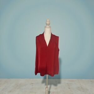 Kobi Halperin Red Sleeveless V Neck Blouse Size Large